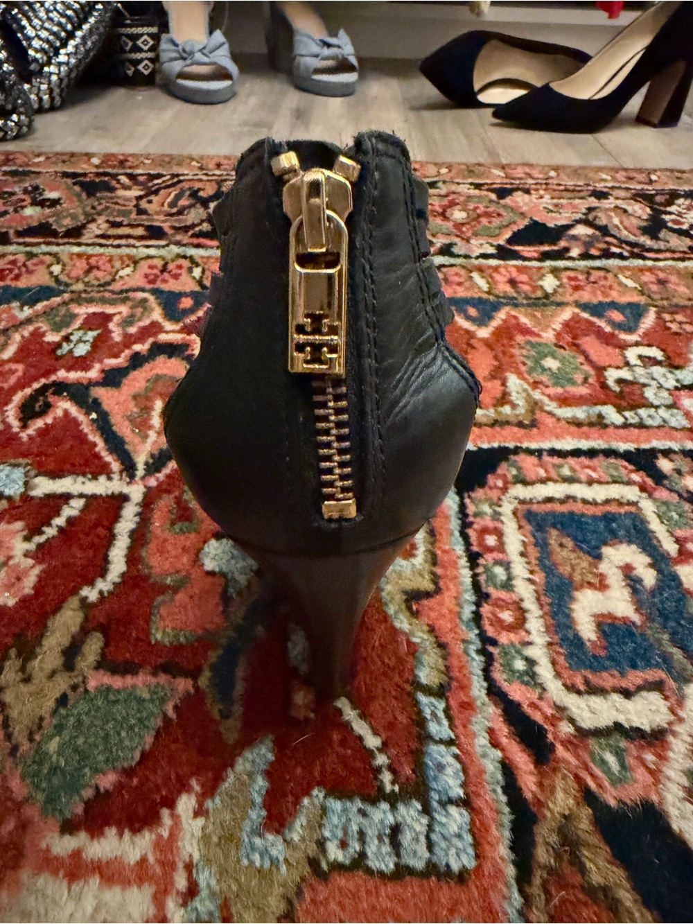Tory Burch Black Woven Leather Heels - Picture 4 of 5